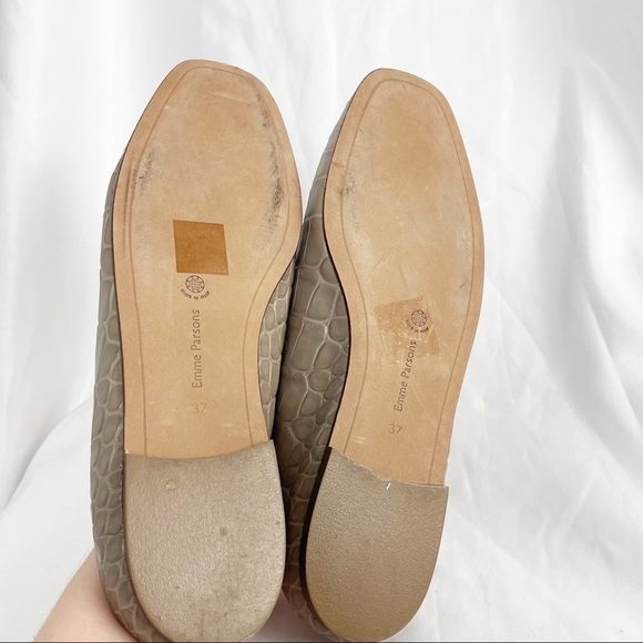 Emme Parsons Glider Mule Flats in Cement Embossed Croc Tan Business Casual Work - Picture 7 of 9